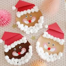 Paper Plate Santa Face – cotton balls + red paper + googly eyes.
