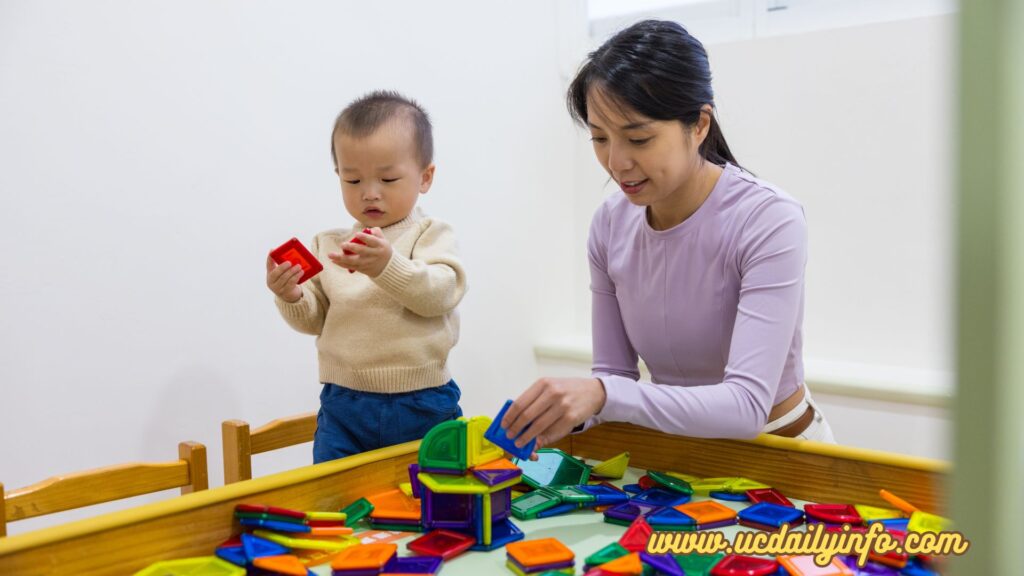 Visual Idea: A parent gently guiding a child to place toys back in a basket. 10 Parenting Tips That Actually Work