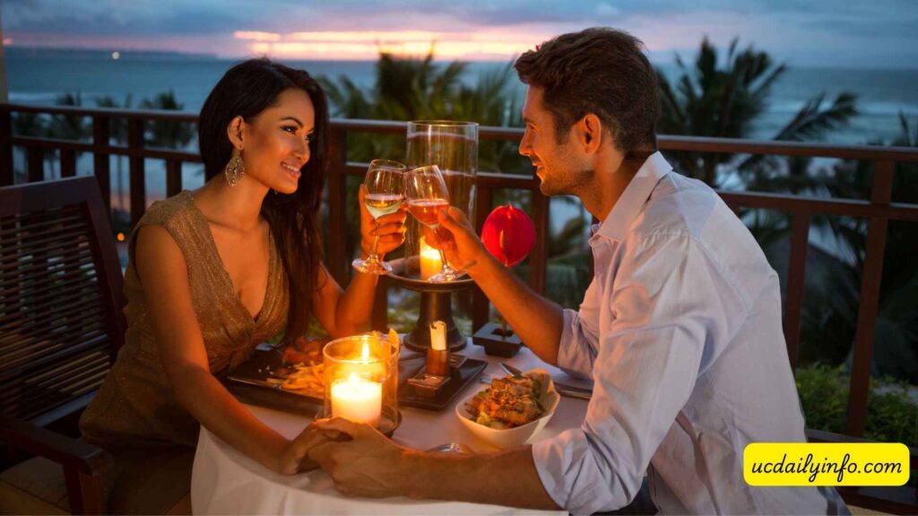 Couple-celebrating-an-anniversary-during-a-romantic-getaway