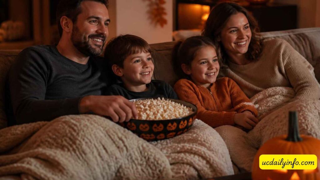 family-enjoying-a-cozy-Halloween-movie-night-at-home