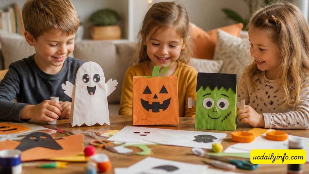 kids-making-Halloween-puppets-at-home
