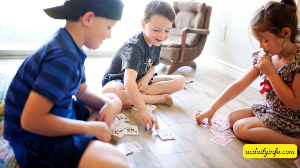 children-playing-a-Halloween-memory-game-at-home