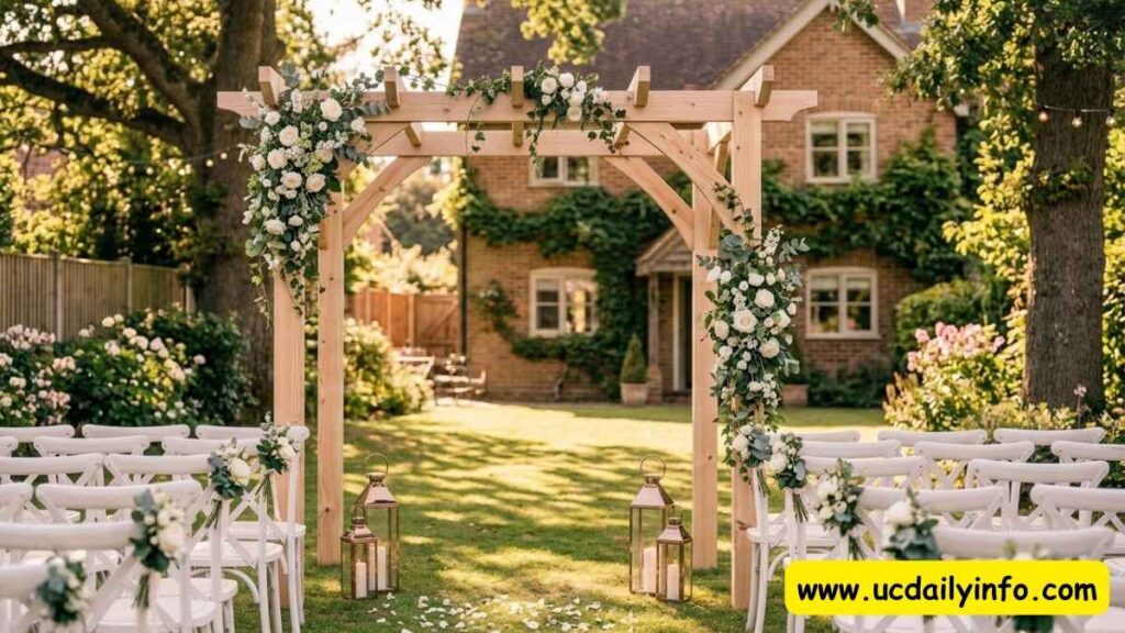 backyard-wedding-ceremony-with-floral-arch
