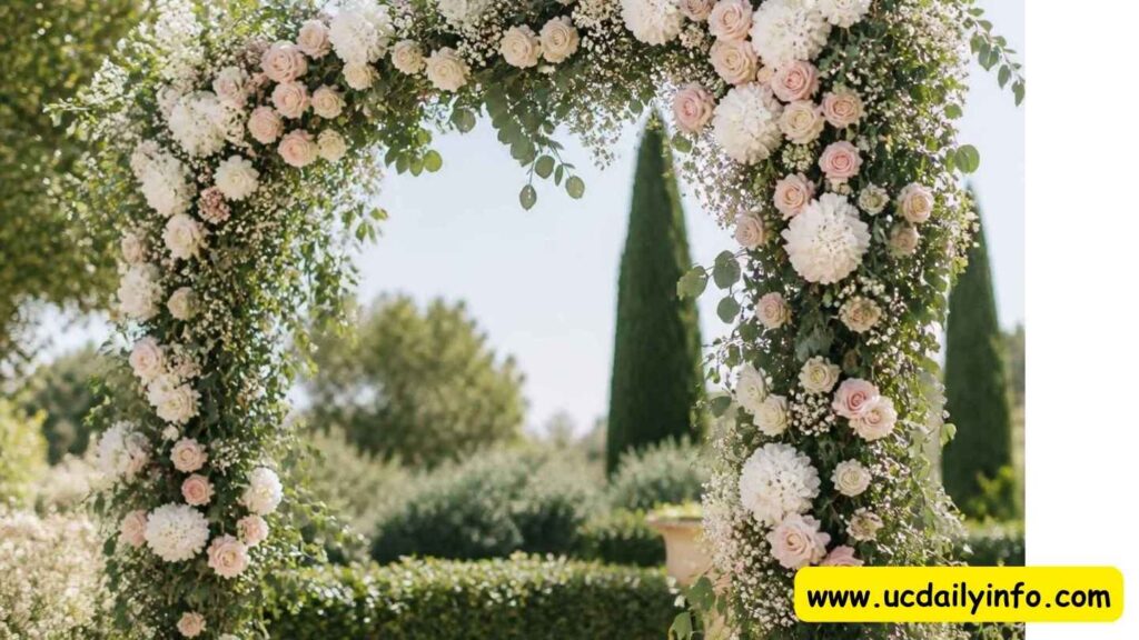 romantic-wedding-arch-decorations-with-white-flowers