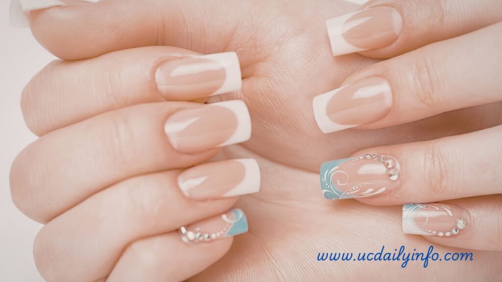 Pastel French tips showcasing colorful trendy nail ideas