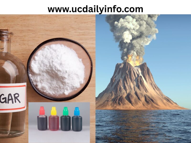 Baking-Soda-+Vinegar-+-Food-Coloring-→-Volcano-Eruption